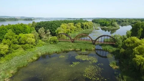 Aerial view of a bridge on a marsh 動画素材 115640895