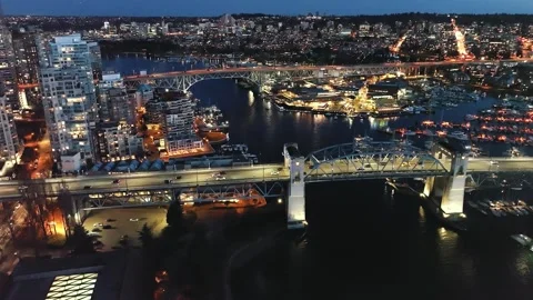 Aerial View Of Bridge At Night Stock Footage 300595523