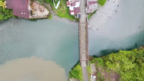Aerial View of a Bridge Over Clear Water in Buenaventura Stock Footage 329828327