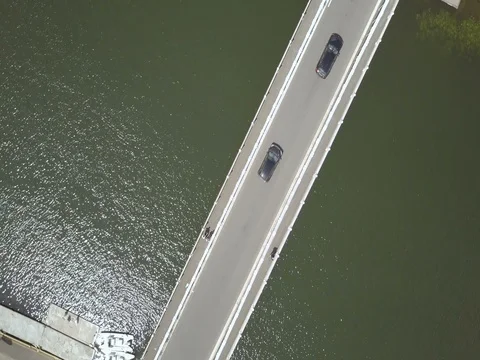 Aerial view of bridge over river Stock Footage 79196025