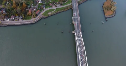 Aerial view of bridge over river landscape Stock Footage 101149093