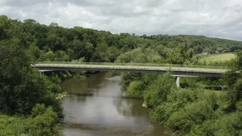 Aerial view of a bridge over the river severn Stockbeeldmateriaal 134460889