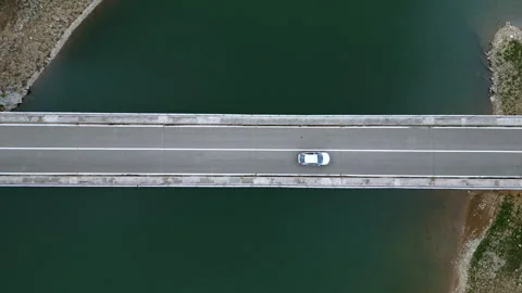 Aerial view of a bridge over a river Stock Footage 244000730
