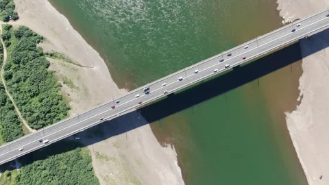 Aerial view of bridge over the river Tom, Siberia, Tomsk, Russia Stock Footage 314930189