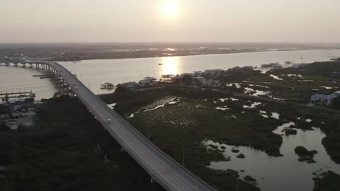 Aerial view of bridge over water in St. Augustine, United States. Stock Footage 324729680