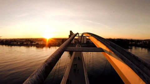 Aerial view of bridge at sunset. fly over. flying. romantic dusk 動画素材 36175534