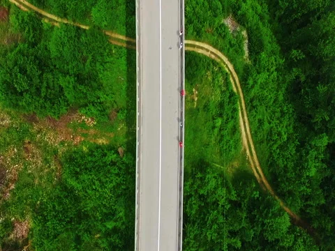 Aerial view of bridge on Tara river canyon in Montenegro. Stock Footage 76986502