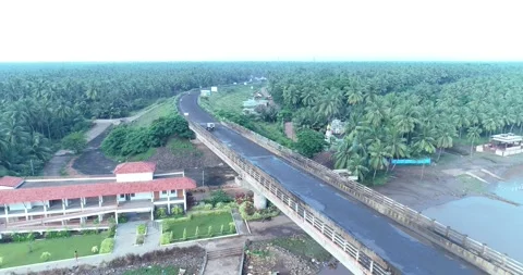 Aerial view of Bridge Through River Video stock 347113230