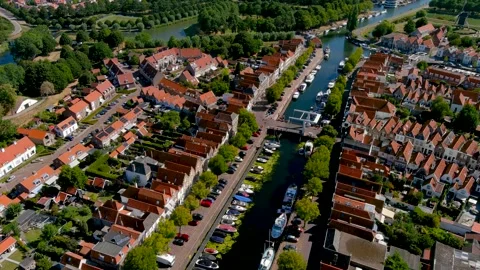 Aerial view of Brielle, Netherlands. Video stock 275431007
