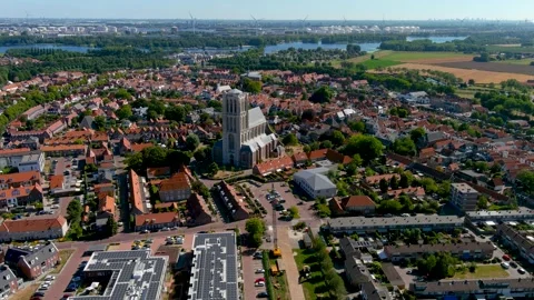 Aerial view of Brielle, Netherlands. 스톡 동영상 275448387