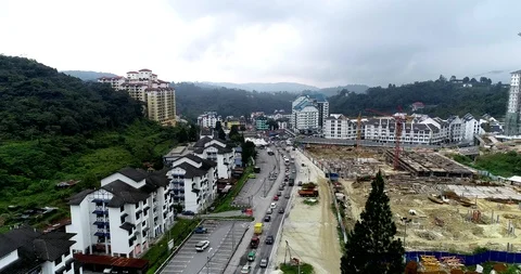 Aerial view of Brincang or Tanah Rata, Cameron Highlands, Malaysia Stock Footage
