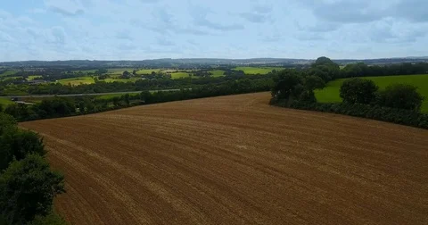 Aerial view of Brittany countryside fields Video stock 84882796