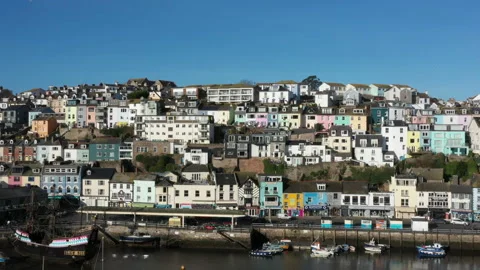 Aerial view Brixham Devon seaside town drone south coast England UK 4K Video stock 232847187