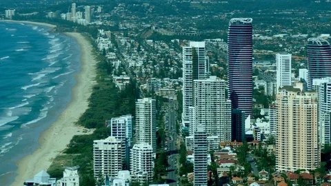 Aerial View Of Broadbeach Gold Coast Stock Footage