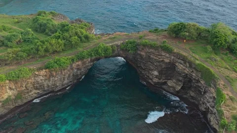 Aerial view of broken beach pasih uug in nusa penida bali Stock Footage 327817460