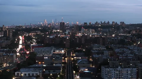 Aerial view of The Bronx at night Stock Footage 344771072