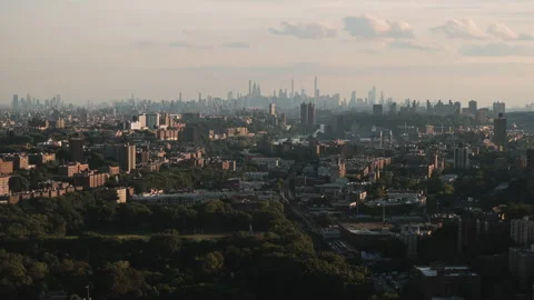 Aerial view of The Bronx on a summer day Stock Footage 344770928