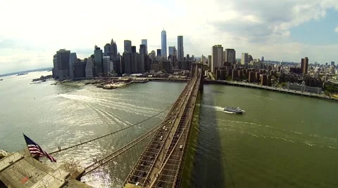 Aerial view of Brooklyn Bridge 库存影片 54708916