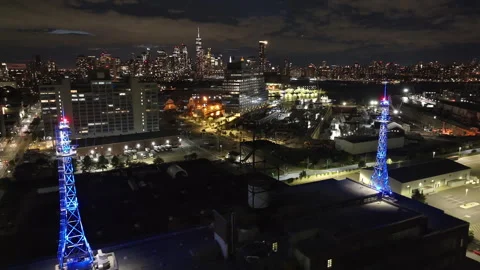 Aerial view of The Brooklyn Navy Yard. Stock Footage 253999922
