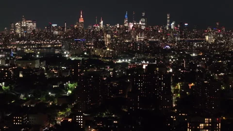 Aerial view of Brooklyn at night Stock Footage 287418612