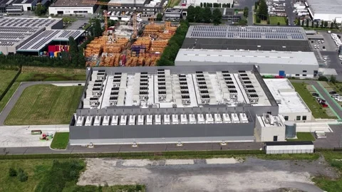 Aerial View of Brussels Data Center Campus Stock Footage 335998430