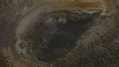 Aerial view of Bubbling Boiling Hot Spring Yellowstone Stock Footage 122223966
