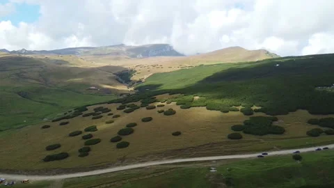 Aerial view on Bucegi Plateau , mountains of Romania Stock-Footage 137936736