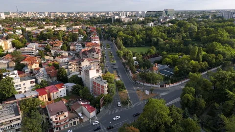 Aerial view of Bucharest and green spaces Stock Footage 320950595