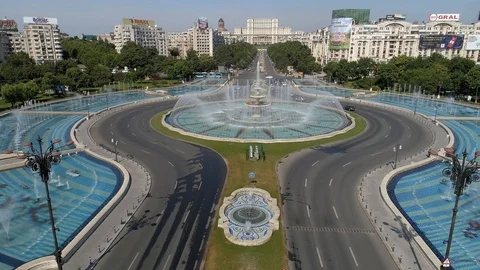 Aerial View of Bucharest downtown Stock Footage 112258804