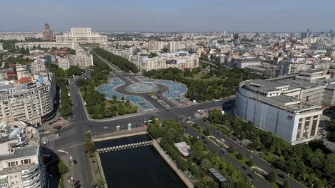 Aerial View of Bucharest downtown Stock Footage 112258821