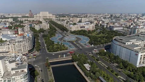 Aerial View of Bucharest downtown Stock Footage 112258907