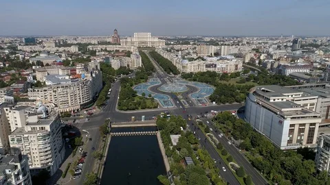Aerial View of Bucharest downtown Stock Footage 112258947