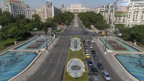Aerial View of Bucharest downtown Stock Footage 112258966