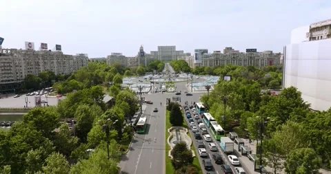 Aerial View of Bucharest downtown Stock Footage 191572871