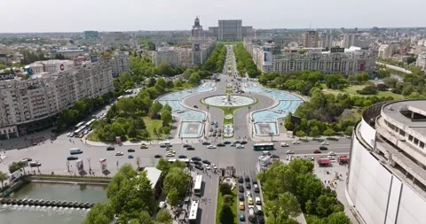 Aerial View of Bucharest downtown Stock Footage 191573382