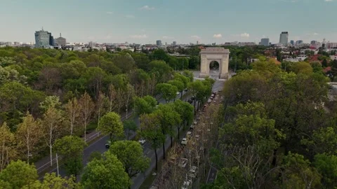Aerial View of Bucharest downtown Stock Footage 308424466