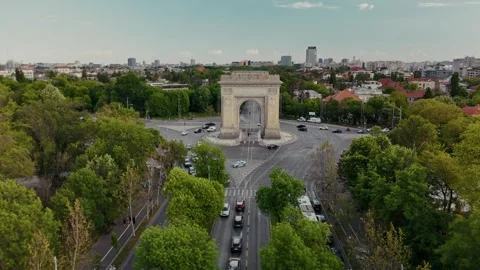 Aerial View of Bucharest downtown Stock Footage 308424468