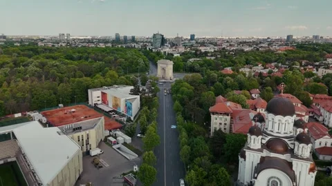 Aerial View of Bucharest downtown Stock Footage 308424474