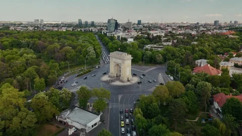 Aerial View of Bucharest downtown Stock Footage 308424475