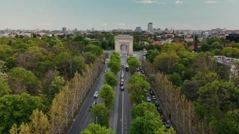 Aerial View of Bucharest downtown Stock Footage 308424476