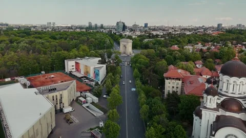 Aerial View of Bucharest downtown Stock Footage 308424480