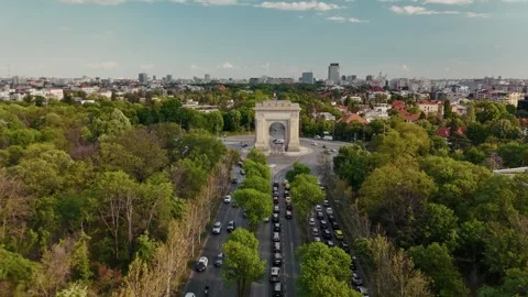 Aerial View of Bucharest downtown Stock Footage 308424483