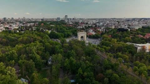Aerial View of Bucharest downtown Stock Footage 308424514