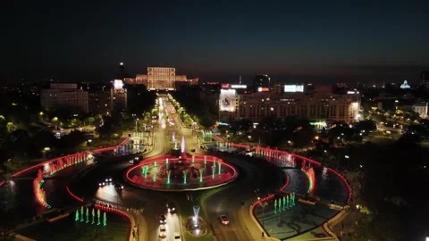 Aerial View of Bucharest downtown Stock Footage 308425048