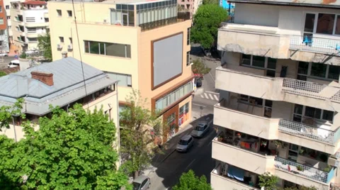 Aerial View Of Bucharest, Old Buildings, Skyline, City, Clouds, Tilt Shot Stock Footage 37999766
