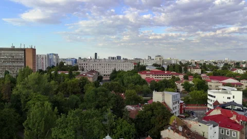 Aerial view of Bucharest skyline and Dambovita River. Stock Footage 320950736