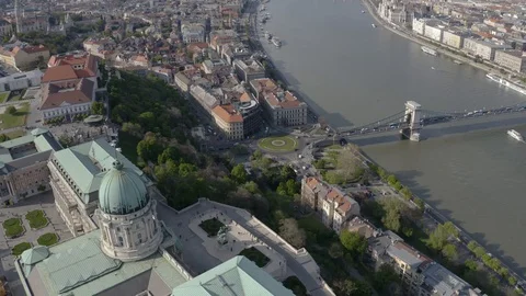 Aerial view of the Buda Castle and downtown Budapest - drone 4K 스톡 동영상 112335281