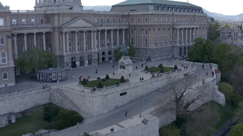 Aerial view of the Buda Castle and downtown Budapest - drone 4K Stock-Footage 112335359