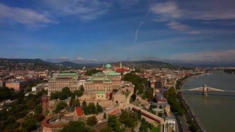 Aerial view of Buda castle in the Budapest Stock Footage 161331024