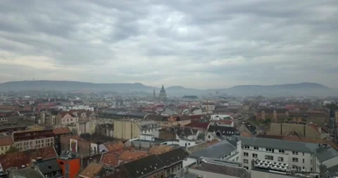 Aerial view of Budapest, Hungary on a cloudy day Stock Footage 140601840